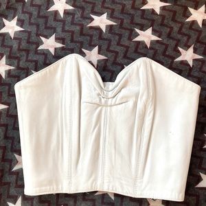 White leather bustier, fully lined, extra small, back zipper, great with jeans!